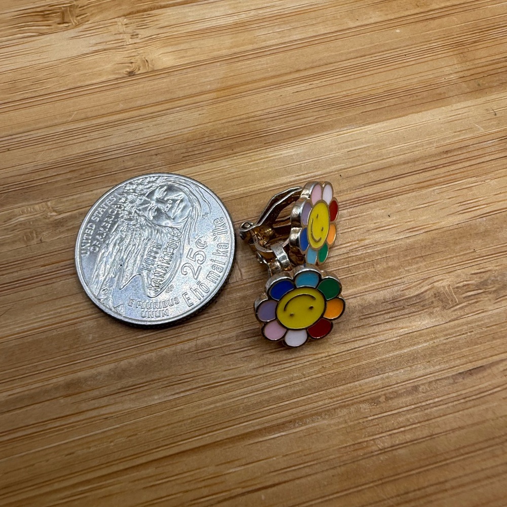 Colorful Flower Clip-On Earrings‎